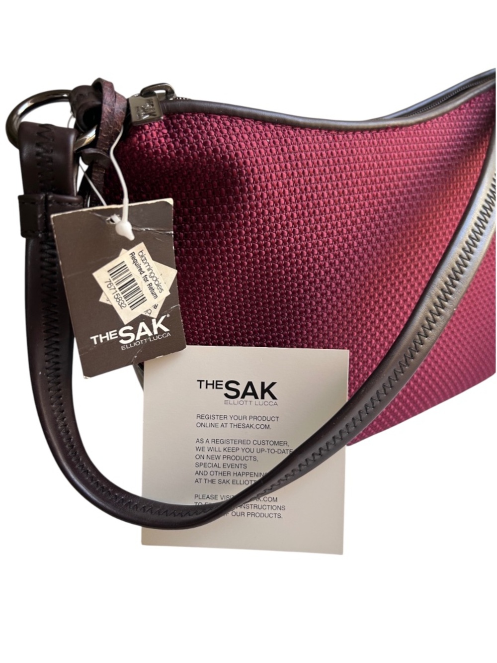 NWT The Sak Luxia Y2K Sangria Red Crocheted Woven Mini Shoulder Bag